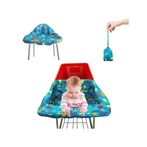 Pozico 2-in-1 Baby Shopping Cart Cover & High Chair Cover, Machine Washable, with Portable Storage Bag, Unisex for Boys & Girls, Ocean World Pattern