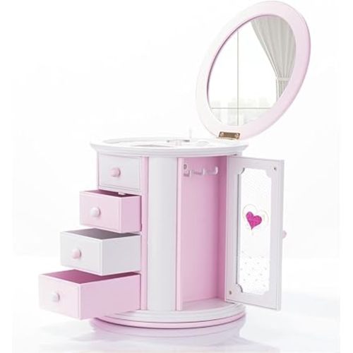 Renawe Girls Musical Jewelry Box Necklace Storage Accessories Gifts Cute Kids Jewelry Boxes for Little Girl Toddler Children Jewelry Organizer Best Girls Birthday Gift Stuff Child Music Jewelry Box