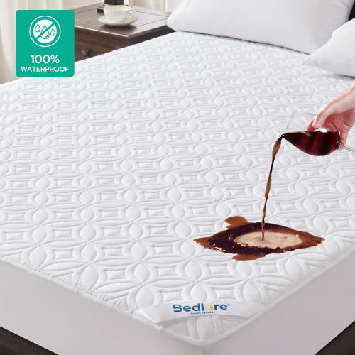 Waterproof Mattress Protector, King Size Mattress Pad, Breathable Mattress Cover Washable with 6''-18'' Deep Pocket, Soft & Comfortable (White)