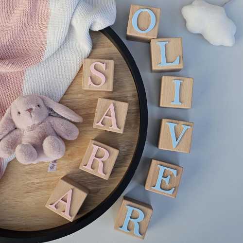 Personalized Beech Wood Baby Name Blocks | Nursery Decor