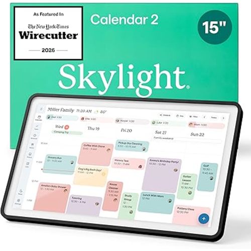 Skylight Calendar 2 - 15-inch Full HD Touchscreen Digital Calendar, Featured on Wirecutter - Wall Planner & Interactive Chore Chart, Smart Family Organizer, 16GB Storage, Wi-Fi, Wall Mount Included - Classic, Black