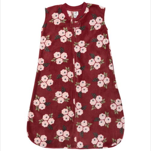 Hudson Baby Infant Girls Fleece Sleeping Bag, Sack, Blanket, Burgundy Floral, 6-12 Months