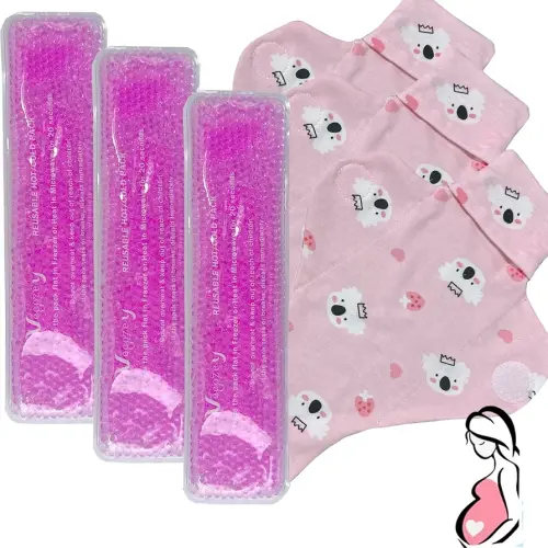 3 Perineal Ice Packs for Postpartum & Hemorrhoid Pain Relief, Reusable Hot & Cold Wraps for Women After Pregnancy and Delivery, Post Partum Essentials Cooling Pads & Washable Cotton Sleeves