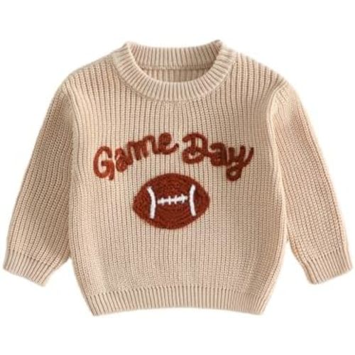 Toddler Baby Boy Girl Football Outfit Game Day Sweater Long Sleeve Knitted Pullover Sweatshirt Fall Winter Clothes