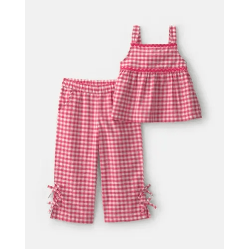 Toddler Girl 2-Piece Gingham Tank Top & Pant Set - Red | Carter's