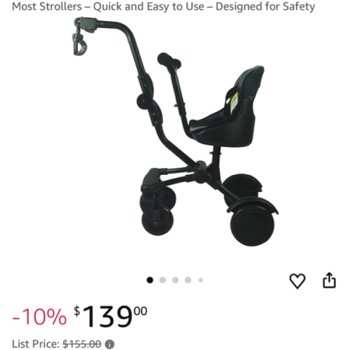 Englacha Uptown Rider – Child Rides Alongside Stroller Attachment with Comfy Padded Saddle Seat – Universal Fit for Most Strollers – Quick and Easy to Use – Designed for Safety