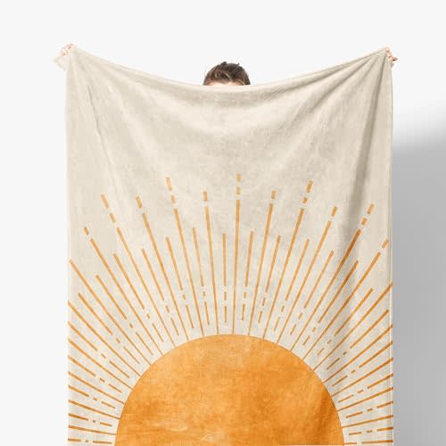 Boho Throw Blanket - Sun Blanket, Sunset Decorative Throw for Bed Couch Sofa, 50x60 Inches