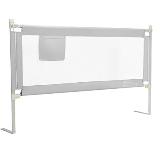 HONEY JOY Bed Rail for Toddlers, 77-in Extra Long, Portable Safety Bed Guardrail w/Side Pocket, Baby Bed Rail Guard, Fit King & Queen Full Twin Size Bed Mattress (77 INCH, Gray)