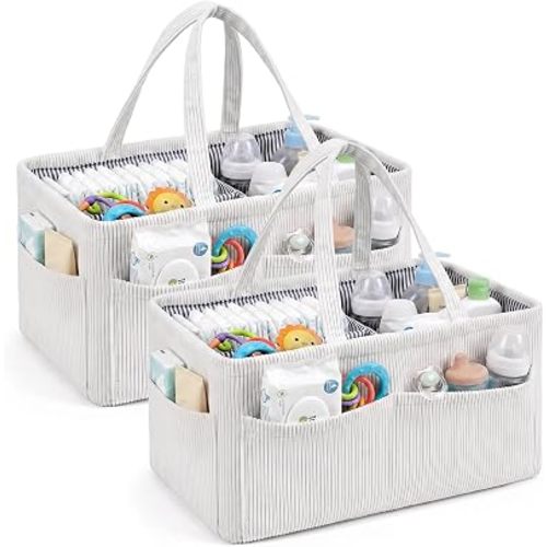 2-Pack Corduroy Felt Diaper Caddy 38 cm