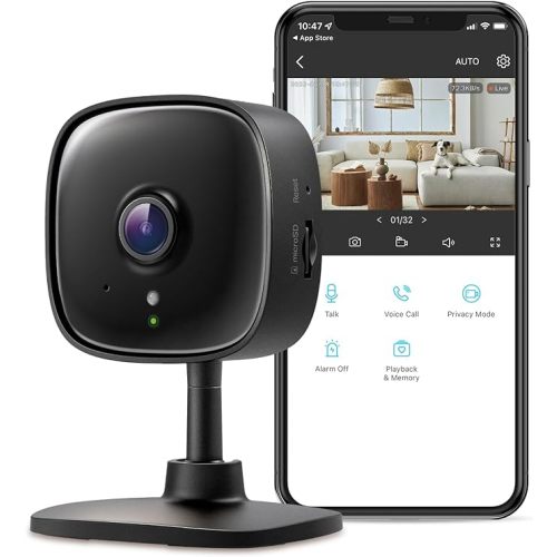 Tapo 2K Indoor Security Camera for Baby Monitor, Dog Camera w/Motion Detection, 2-Way Audio Siren, Night Vision, Cloud & SD Card Storage(Up to 512GB), Works w/Alexa & Google Assistant C110