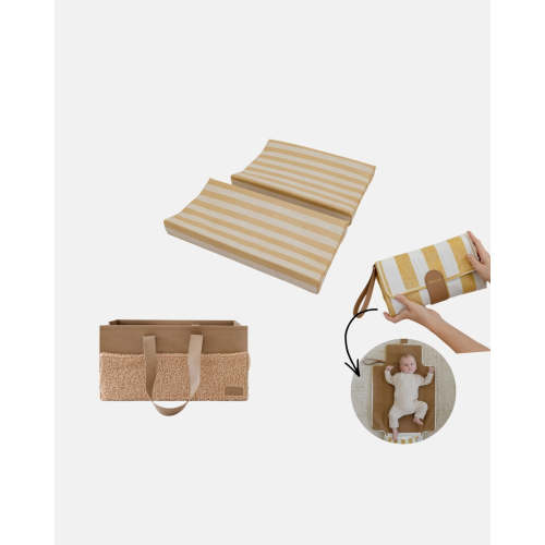 Mustard Wide Stripe Baby Changing Bundle