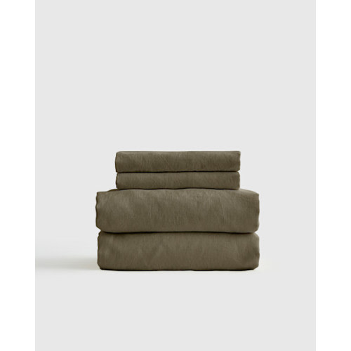 Organic Brushed Cotton Sheet Set in Dusty Olive