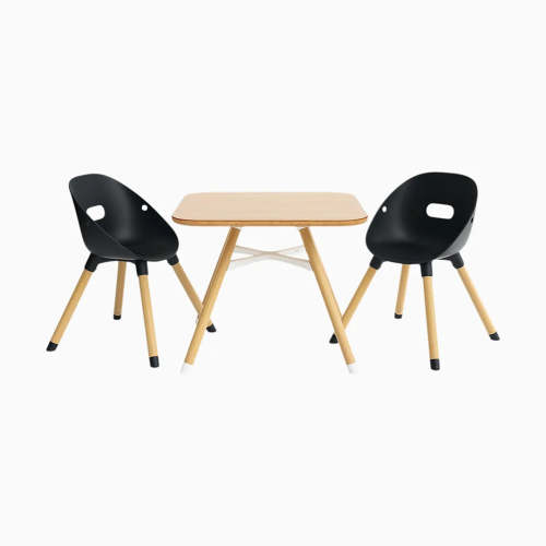 Lalo Play Kit (Play Table/Play Chair Set) - Natural Table w/ Charcoal Chairs