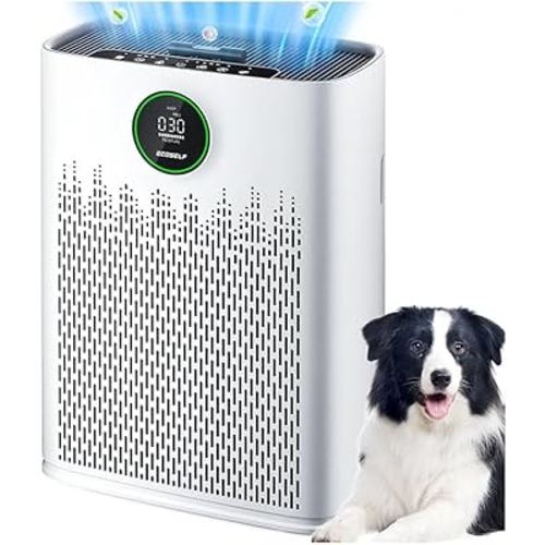 Air Purifiers for Home Large Room, Cover Up to 2400 Ft² with True HEPA Filter, Smart Mode, PM2.5 Air Quality Display, 22dB Sleep Mode, Aromatherapy with 2X-Purification & 360°Air Outlet, HAP603, White