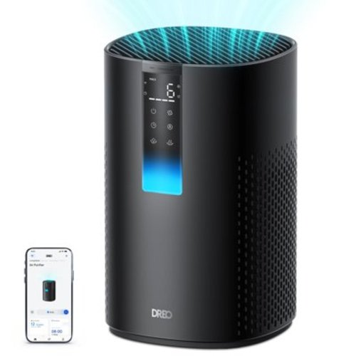 Dreo HEPA Air Purifier for Large Room up to 1600 sq.ft/2h, Smart Purificador for Allergies and Asthma, Remove 99.97% Pet Hair, 5-Stage Filter with PM2.5 Air Quality Display, 17.5W DC Motor Energy-Sav