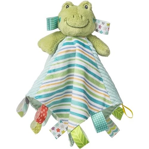 Taggies Lovey Baby & Toddler Stuffed Animal Security Blanket Plush Soft Snuggle Toy with Sensory Tags, 13 x 13-Inches, Green Peepers Frog