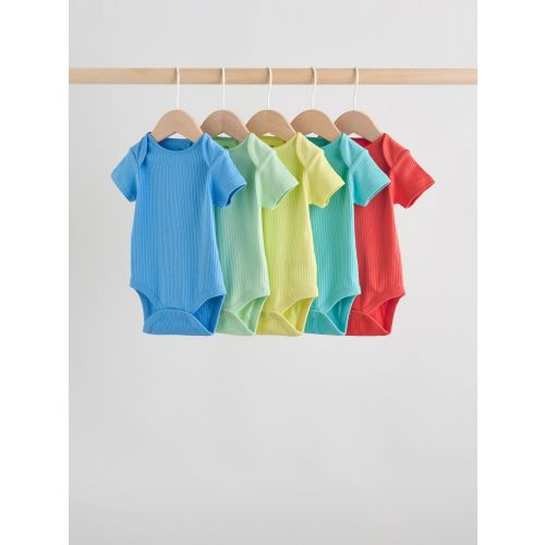 Multi Brights Short Sleeve Baby Bodysuits 5 Pack