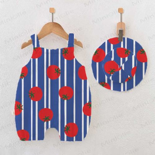 Baby Plaid Tomato Romper with Hat