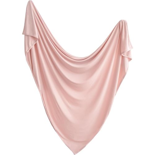 mushie Stretchy Baby Swaddle Blanket | Extra Soft & Snug Fit | 47"x47" (Blush)