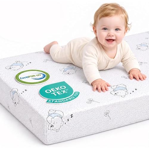 Pack and Play Mattress, Dual Sided Memory Foam 38"x26"x3", Firm & Soft for Baby & Toddler 0-3 Years, Certified & Waterproof Washable Playard Mattress