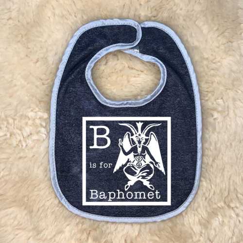 B is for Baphomet Baby Bib by 101 Damnations Shop - Occult Goth Witchy Spooky Halloween Baby Infant Mom Gift