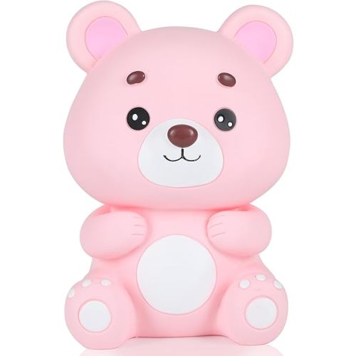 H&W Lovely Bear Money Bank (Pink), Bear Piggy Bank, First Coin Bank, Best Christmas Birthday for Kids Boys Girls Home Decoration (WK35-D3)