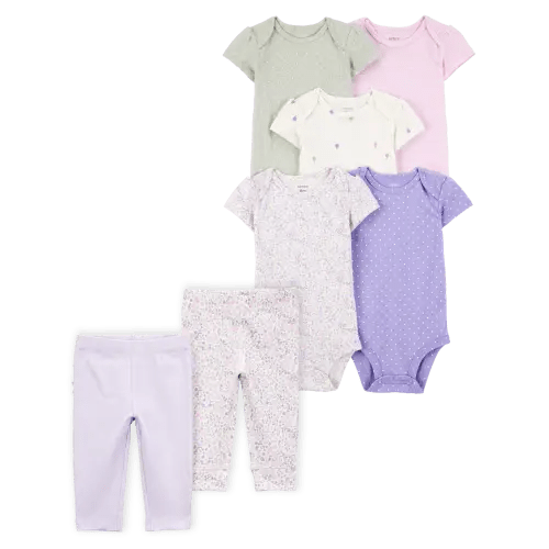 Baby 7-Piece Short-Sleeve Bodysuits & Pull-On Pants Set | Carter's