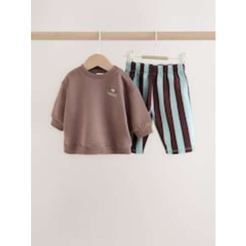 Buy Brown/Blue Sweat Top and Trousers Baby Set (0mths-2yrs) from Next Canada