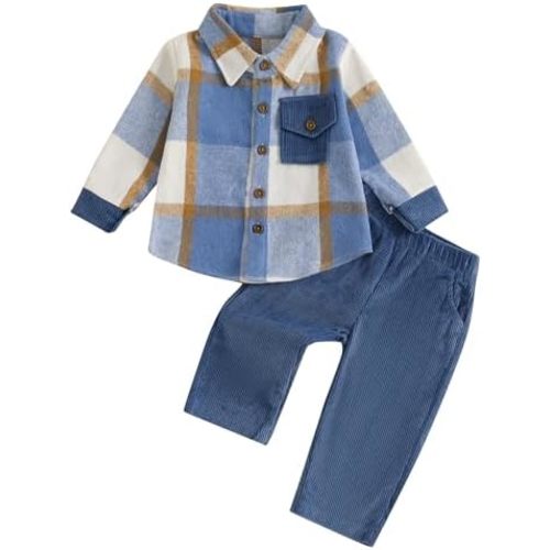 Toddler Boys Baby Boy Plaid Flannel Festival Clothes Set Fall Outfits