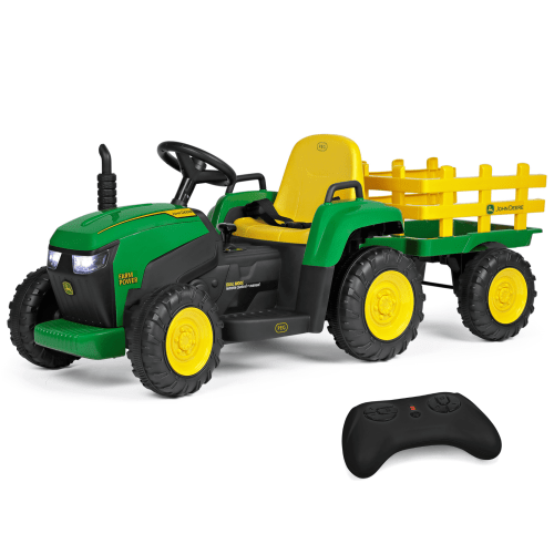 Peg Perego John Deere Farm Power 12 Volt Ride-on Tractor and Trailer with Remote Control