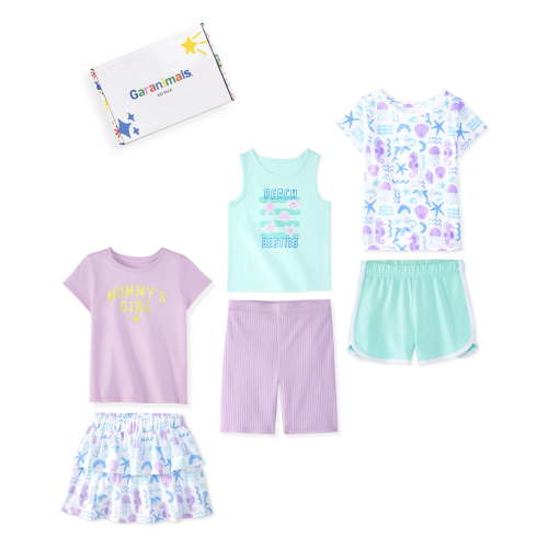 Garanimals Newborn, Baby & Toddler Girl Cotton 6-Piece Outfit Sets, Graphic Tops & Bottoms, Sizes 0-6T