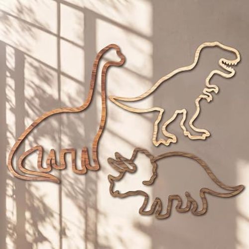 Yookeer 3 Pcs Dinosaur Wall Decor for Nursery Wooden Dino Wall Art