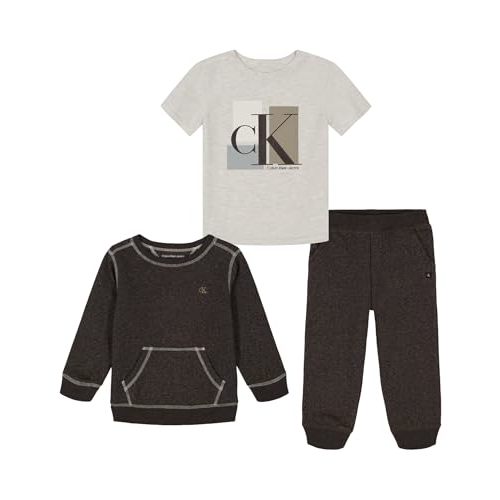 Calvin Klein baby-boys 3-piece Fleece Set, Sweatshirt, Shirt and Joggers