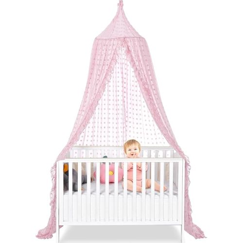 Bed Canopy for Girls - Princess Bed Canopy - Crib Canopy for Boys and Girls Bedroom Decor, Suitable for Use in Cribs Canopy Bed Curtains (Pink)