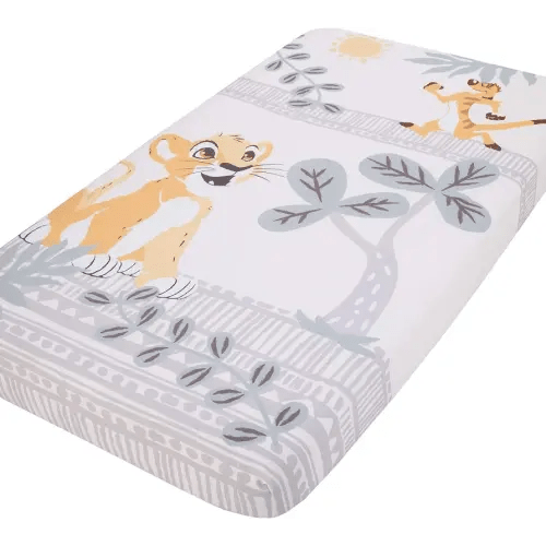 Disney Lion King - Gold, Teal & Ivory Photo Op Fitted Crib Sheet, Gold, Aqua, White, Lion King - Gold, Teal and Ivory (8907003P)