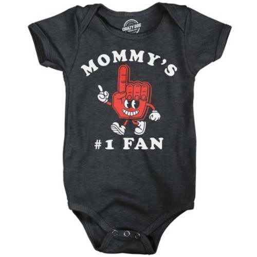 Mommys Number 1 Fan Baby Bodysuit Funny Sarcastic Mothers Day Graphic Novelty Jumper For Infants - Crazy Dog Baby Bodysuit Gift for Mom Black 6 Months