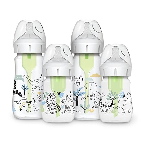 Amazon.com : Dr. Brown’s Natural Flow® Anti-Colic Options+™ Wide-Neck Baby Bottle Designer Edition Bottles, Dinosaur and Jungle Design, 9 oz and 5oz, Level 1 Nipple, 4-Pack, 0m+ : Baby