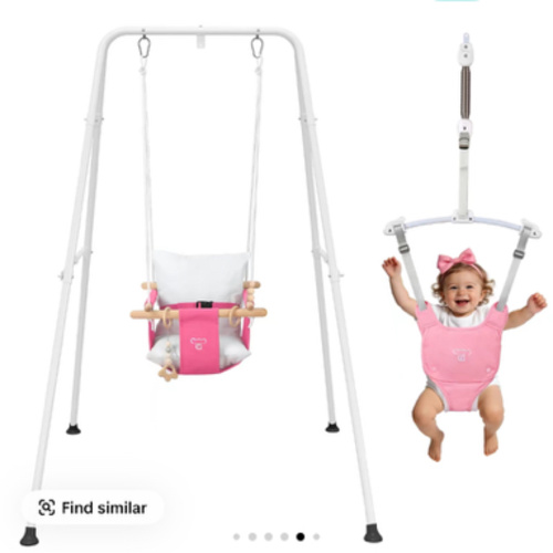 2-in-1 Baby Jumper & Swing with Foldable Stable Stand, Toddler Swing Seat, Soft Infant Bouncer, Baby Items for Indoor & Outdoor Use - TikTok Shop