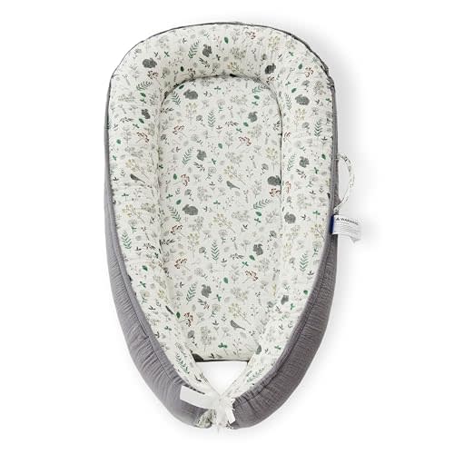 Premium Muslin Baby Lounger - Foldable, Adjustable & Breathable Infant Seat for 0-24 Months, Portable Travel Design with Mesh Liner, Soft & Cozy for Home & On-The-Go