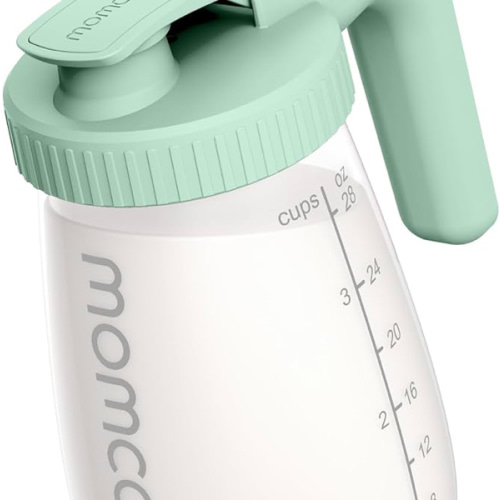 Momcozy Breast Milk Pitcher, Resistant to Heat and Cold Abrupt Temp Swings, No Leak Glass Breast Milk Fridge Storage Container with Wide Mouth, Fast Baby Formula Maker, Green
