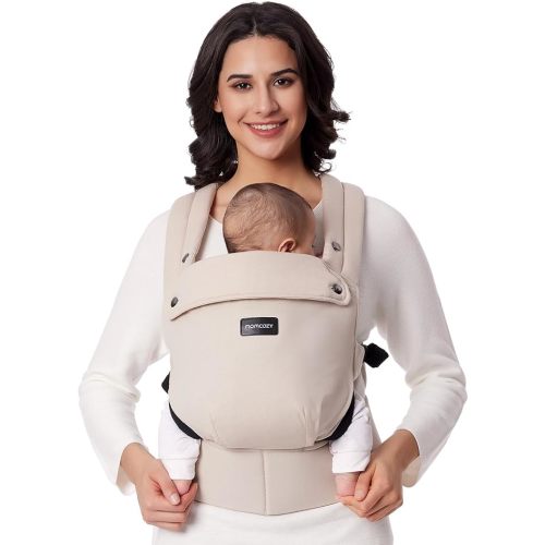 Momcozy Baby Carrier Newborn to Toddler - Ergonomic, Cozy and Lightweight Infant Carrier for 7-44lbs, Effortless to Put On, Ideal for Hands-Free Parenting, Enhanced Lumbar Support, Khaki