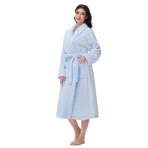 Yurhap Premium Robes for Women - Super Soft Cozy Fleece Womens Robe Plush Long Bathrobe