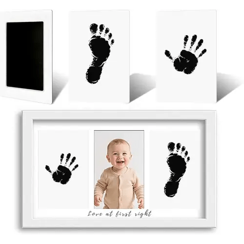 White Inkless Baby Hand and Footprint Kit – Clean Touch Pad & Keepsake Frame for Newborns, Boy or Girl – Safe No-Mess Handprint & Footprint for Infant, Dog Paw Print, Nursery Decor (White)