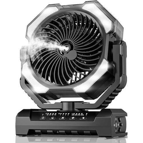Misting Fan Portable Cooling Fans for Outside, Outdoor Water Misters with 2 Mist Modes