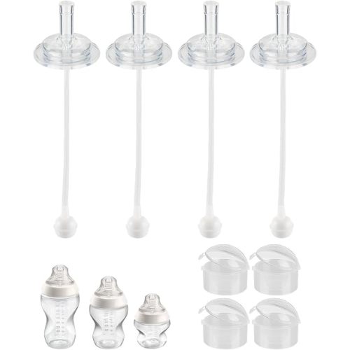 Sippy Cup Conversion Kit for Tommee Tippee Natural Start Anti-Colic Baby Bottles Baby Bottles, Soft Straw top and Weighted Ball Sippy Cup Transition Kit, 8m+ Pack of 4