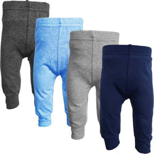 123 Bear Cotton Spandex Infant and Toddler Pants, 4 Pack