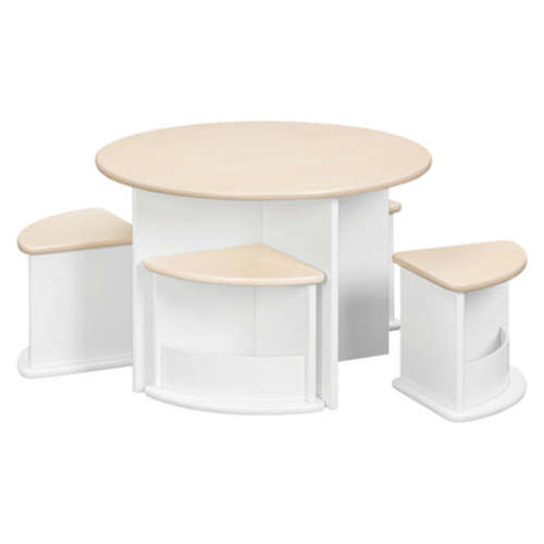 Nessa Nesting Play Table and Chair Set - White / Washed Natural
