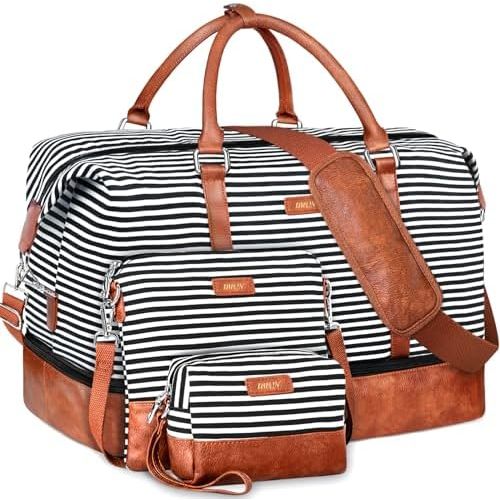 IBFUN Weekender Bags for Women, 21" Travel Duffle Bag with Shoe Compartment