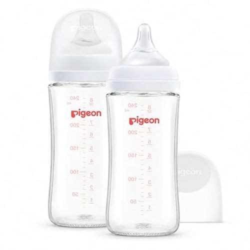 Pigeon Glass Baby Bottles Wide Neck, 8.1 Oz, Pack of 2
