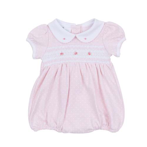 Mia's Classics Smocked Short Sleeve Bubble - Pink